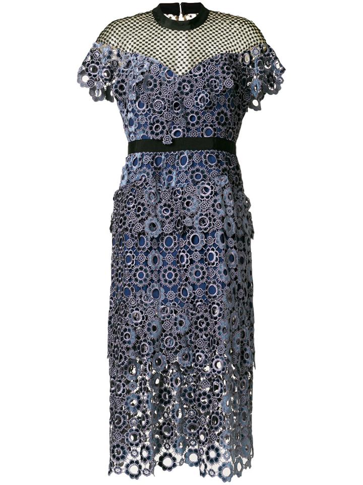 Self-portrait Sweetheart Yoke Frill Dress - Grey