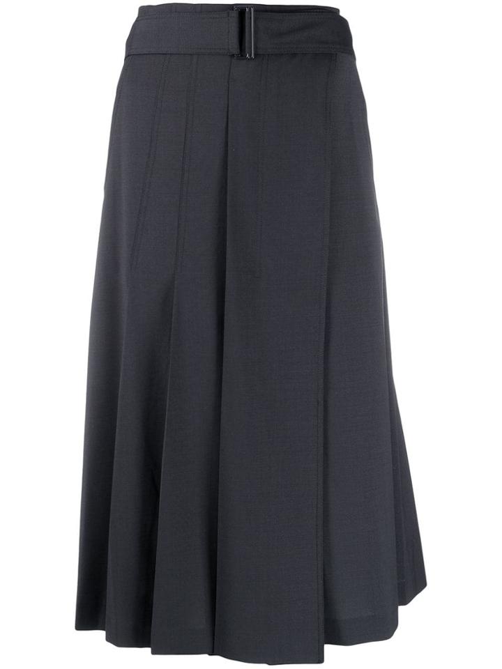 Low Classic Belted Pleated Skirt - Blue