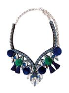 Shourouk Pompom Embellished Necklace, Women's, Blue