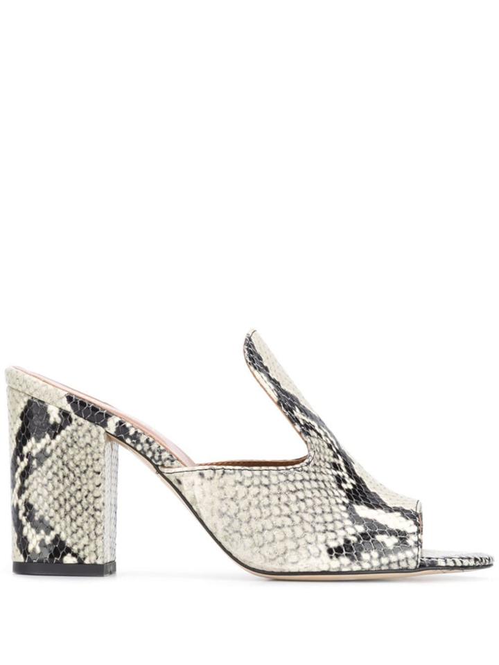 Paris Texas Snakeskin Effect Mules - Neutrals
