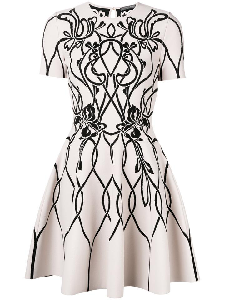 Alexander Mcqueen Jacquard Knitted Dress - Pink & Purple