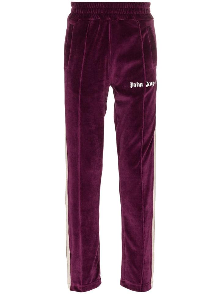 Palm Angels Logo Printed Cotton-blend Track Trousers - Pink & Purple