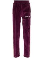 Palm Angels Logo Printed Cotton-blend Track Trousers - Pink & Purple