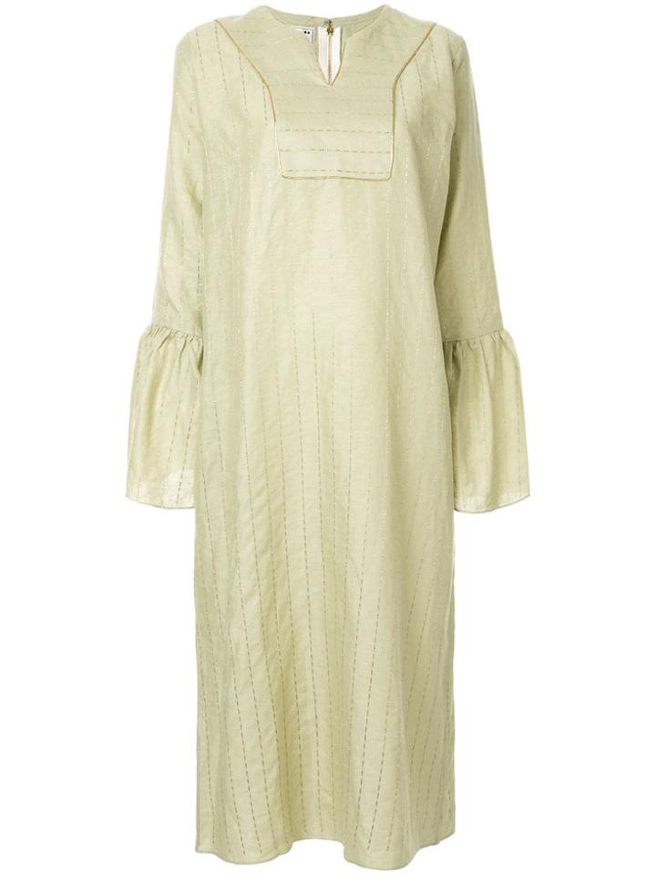 Bambah Stripe Embroidered Kaftan Dress - Green