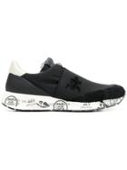 White Premiata Printed Sole Slip-on Sneakers - Black