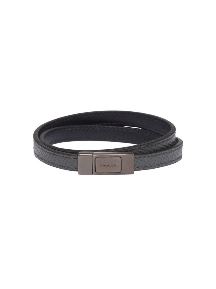 Prada Saffiano Leather Bracelet - Grey
