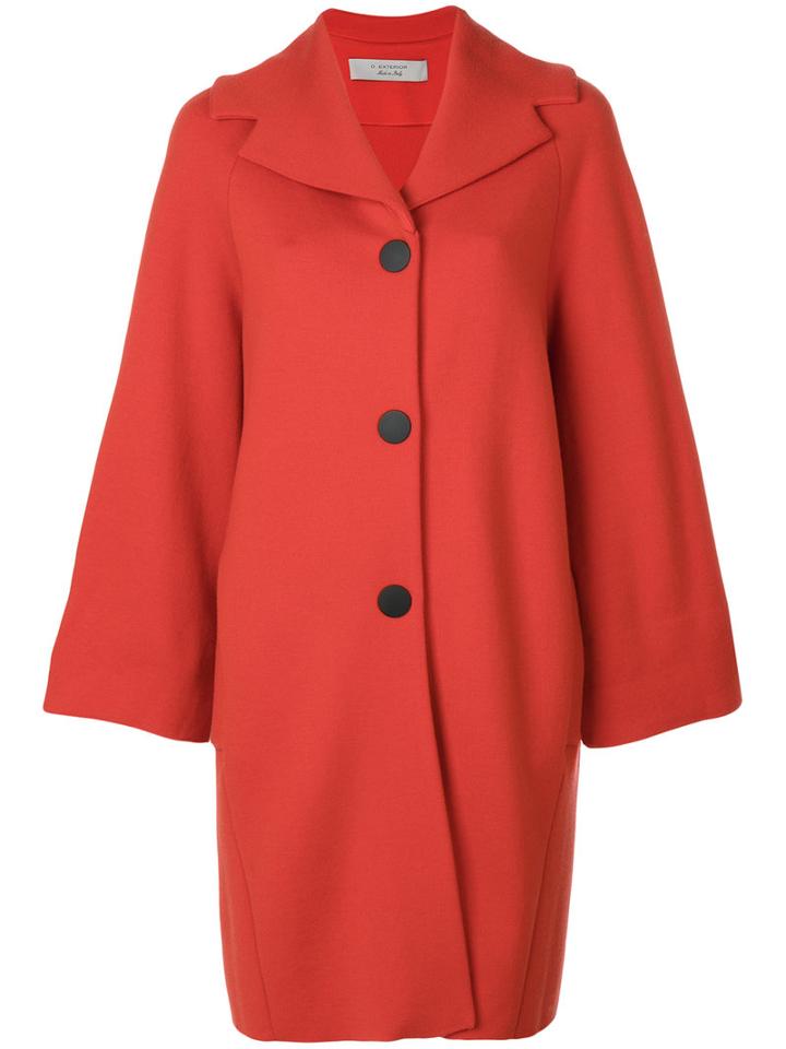 D.exterior - Cape Style Coat - Women - Wool/polyester - M, Red, Wool/polyester