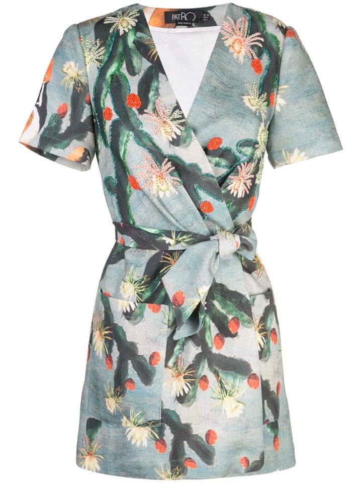 Patbo Printed Wrap-around Mini Dress - Green