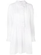 Sonia Rykiel Semi-sheer Striped Shirt Dress - White