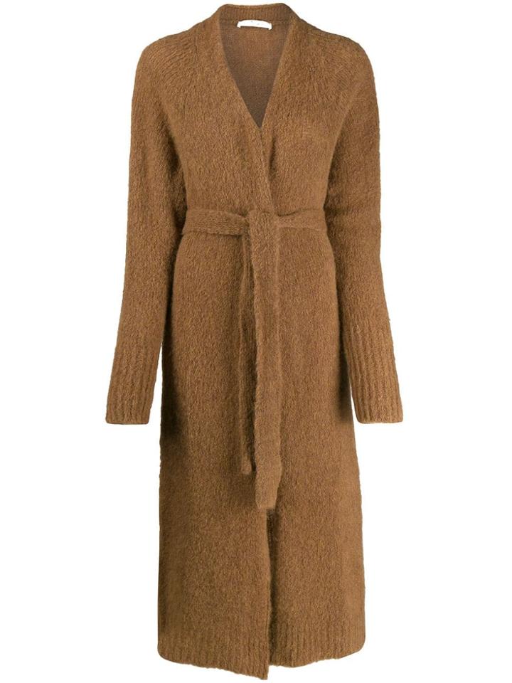 Tela Long-line Knitted Cardigan - Brown