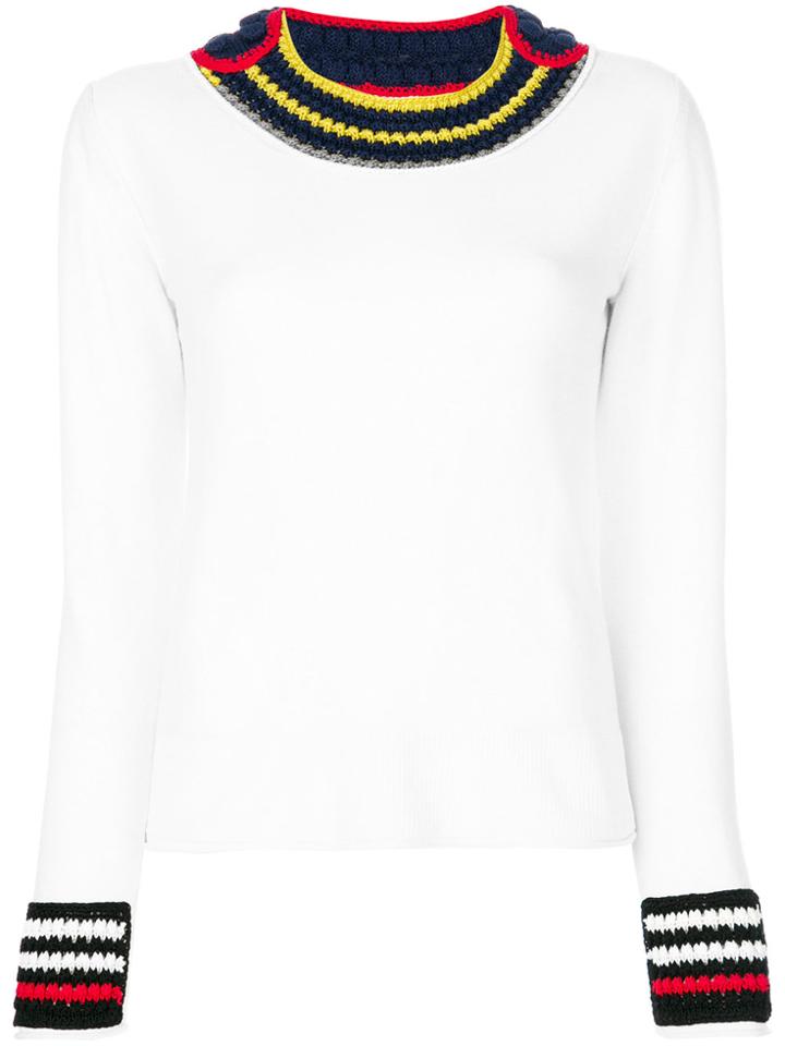 Sonia Rykiel Crochet Trim Jumper - White