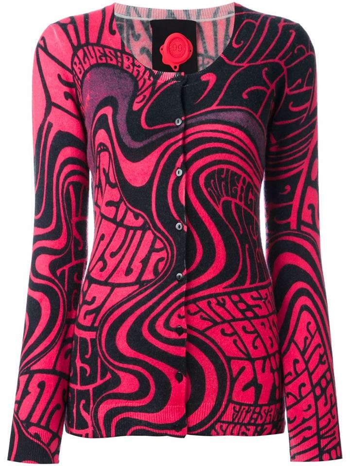 Ultràchic Printed Cardigan, Women's, Size: 40, Pink/purple, Cashmere/wool