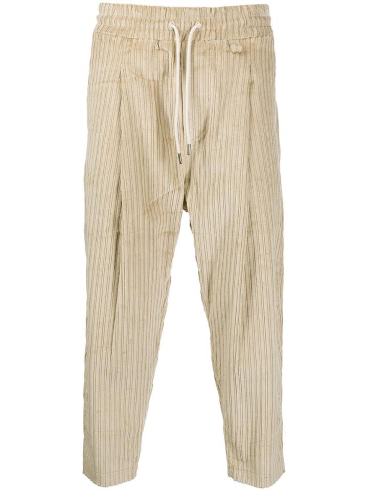 Drôle De Monsieur Ribbed Drawstring Trousers - Neutrals