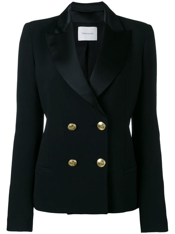 Pierre Balmain Double Breasted Blazer, Women's, Size: 38, Black, Polyester/spandex/elastane/viscose
