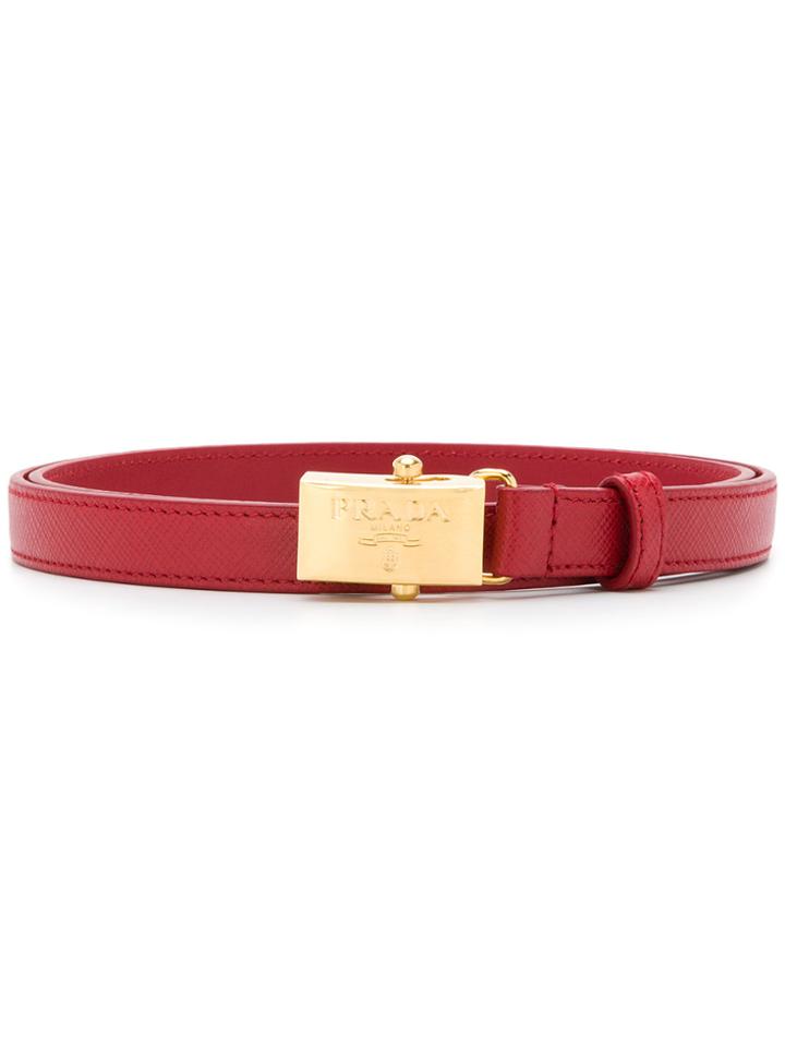 Prada Slim Logo Plaque Belt - Red