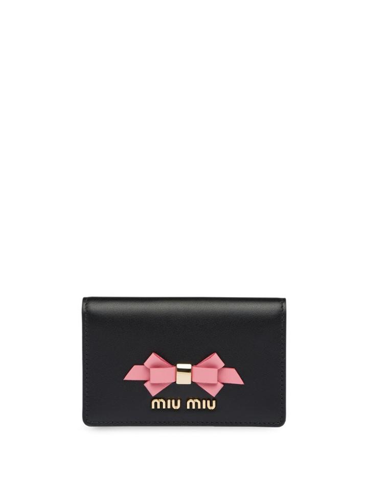 Miu Miu Bow Detail Business Card Holder - Black