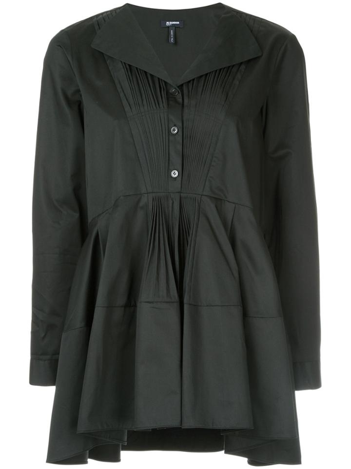 Jil Sander Navy Frilled Fitted Blouse - Green