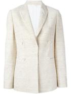 Brunello Cucinelli Double Breasted Blazer, Women's, Size: 46, Nude/neutrals, Cotton/linen/flax/polyamide/cashmere