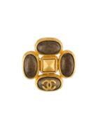 Chanel Vintage Stone Brooch, Women's, Metallic