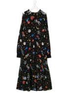 Monnalisa Teen Space Print Dress - Black