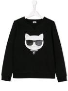 Karl Lagerfeld Kids Teen Cat Motif Sweatshirt - Black