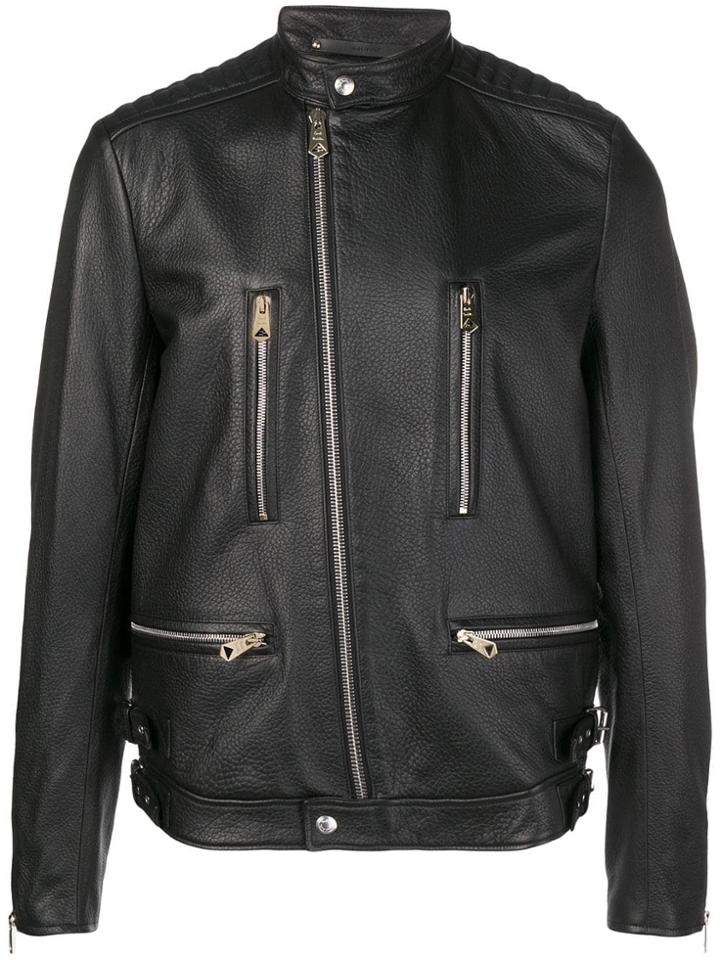 Paul Smith Zipped Leather Jacket - Black