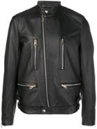 Paul Smith Zipped Leather Jacket - Black