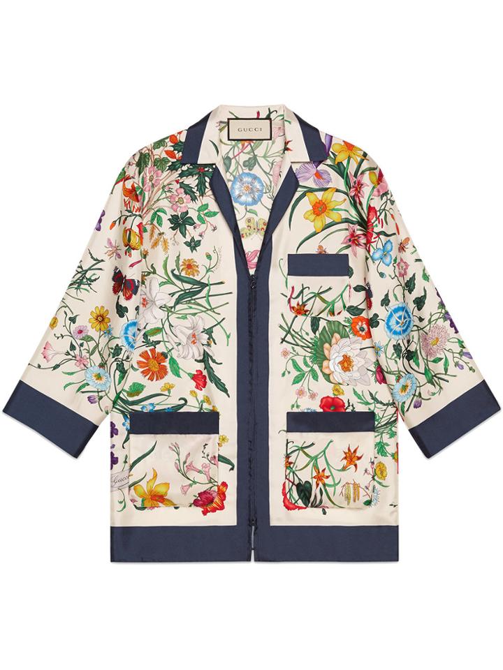 Gucci Flora Silk Twill Shirt - White