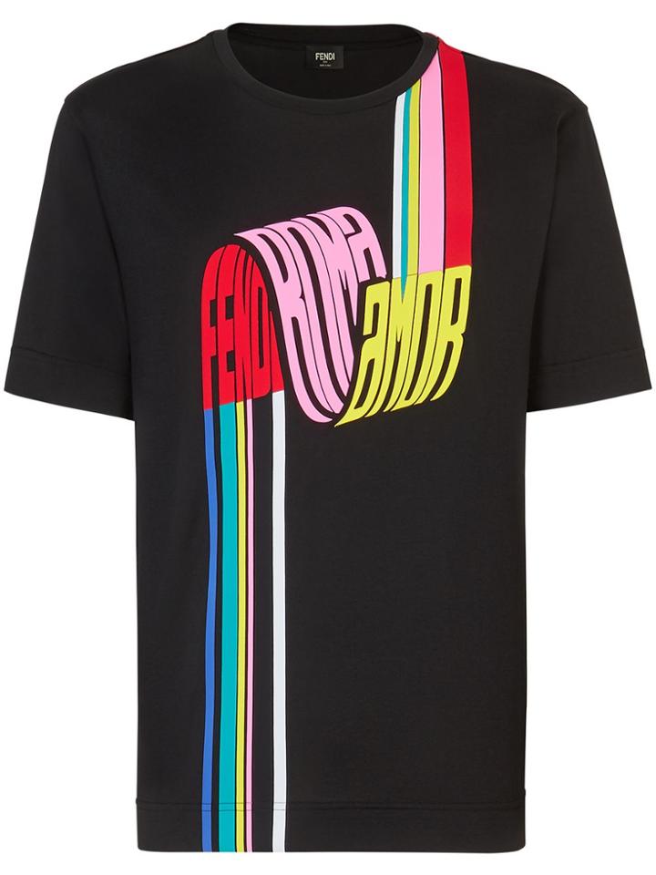 Fendi Roma Amor Graphic-print T-shirt - Black