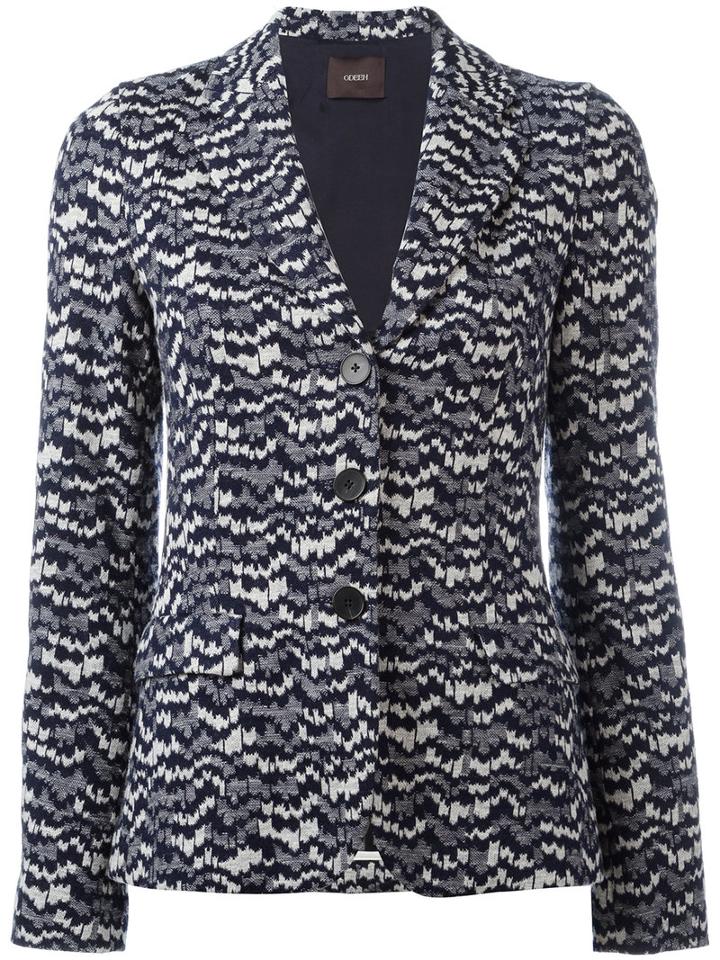 Odeeh Knitted Fitted Jacket, Women's, Size: 38, Blue, Cotton/polyester/viscose