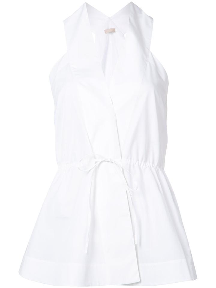 Alaïa Wrap Front Top, Women's, Size: 42, White, Cotton