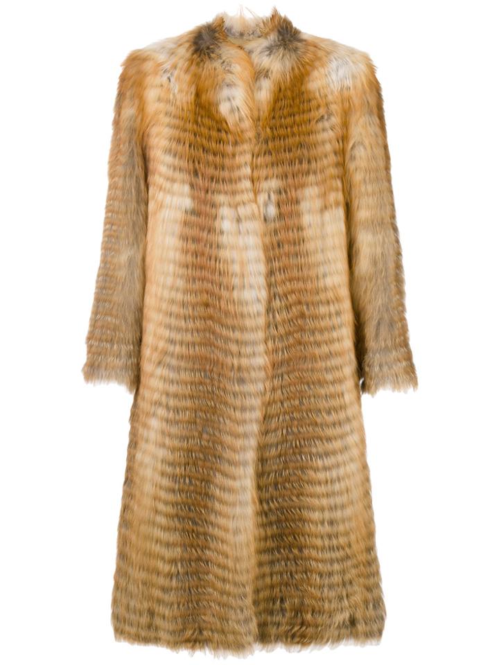 Liska Long Fur Coat - Brown