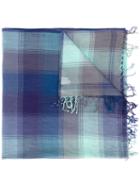 Paul Smith Check Print Scarf, Men's, Blue, Cotton