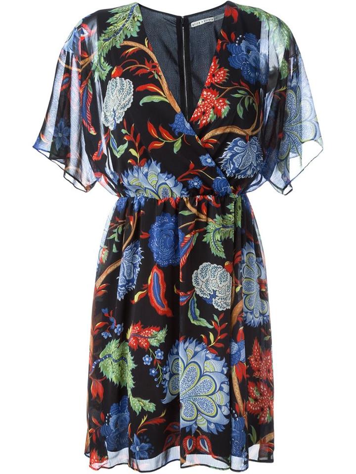 Alice+olivia Floral Print Flared Dress