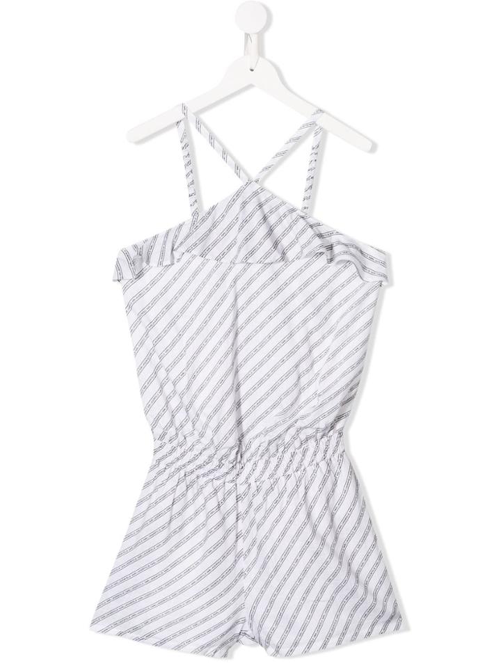Karl Lagerfeld Kids Striped Playsuit - White