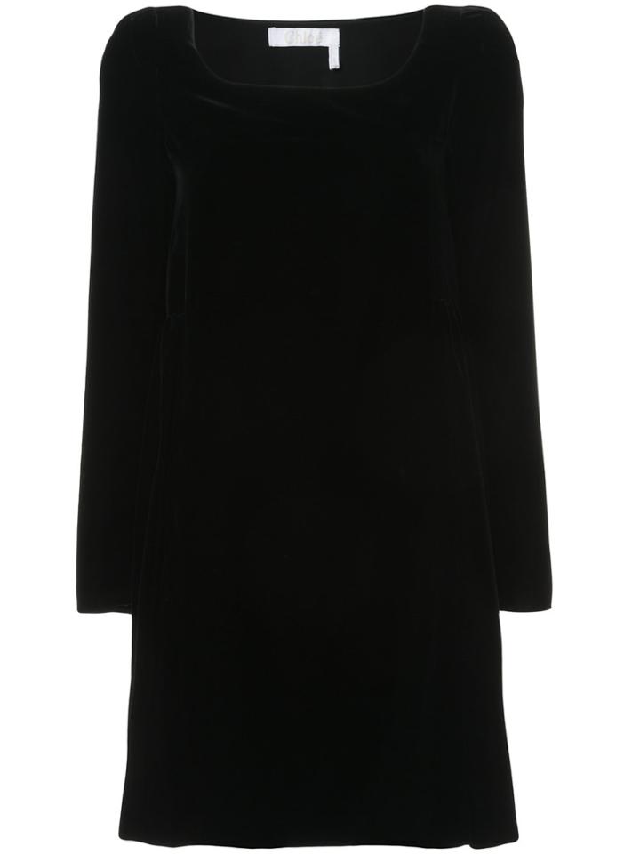 Chloé Velvet Shift Dress - Black