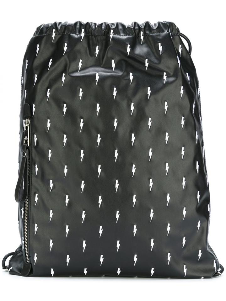 Neil Barrett Embroidered Lightning Bolt Backpack