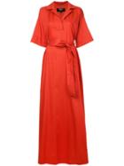 Paule Ka - Long Woven Wrap Dress - Women - Cotton - 36, Red, Cotton