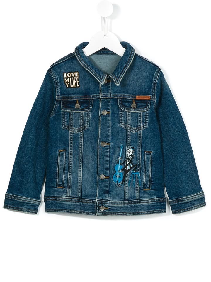 Dolce & Gabbana Kids Patch Denim Jacket, Toddler Boy's, Size: 4 Yrs, Blue