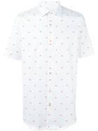 Paul Smith Lip Print Short Sleeve Shirt, Men's, Size: 15 1/2, White, Cotton