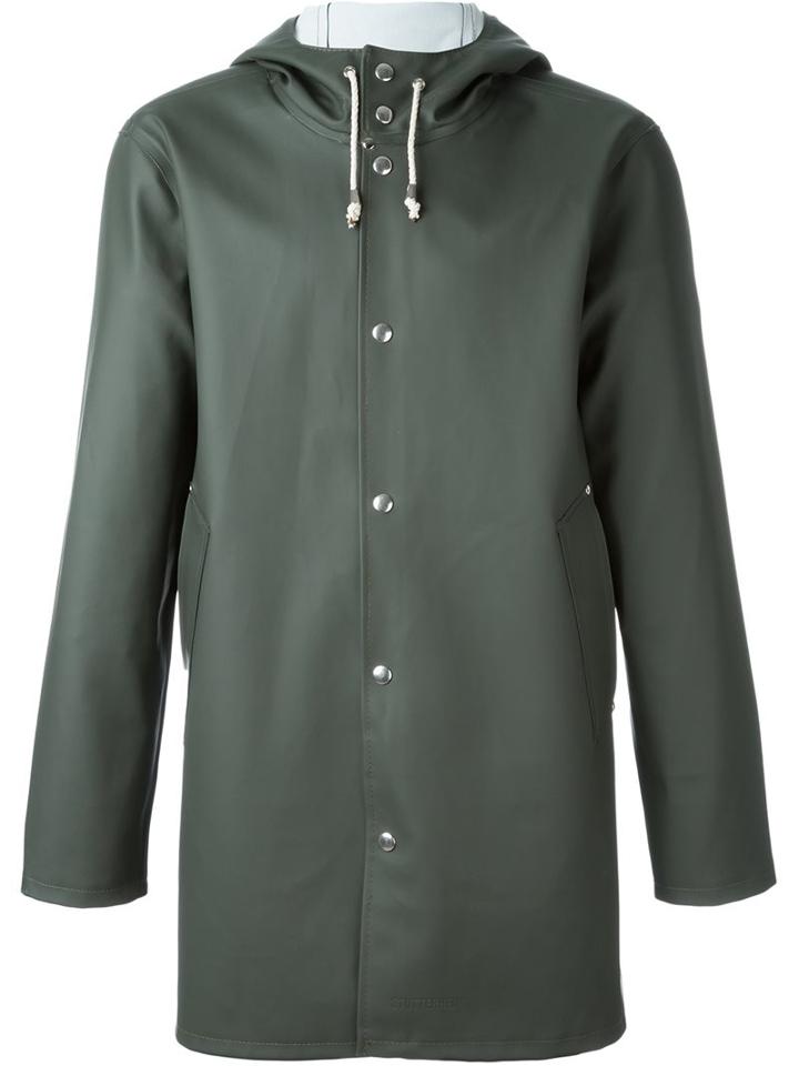 Stutterheim Hooded Coat, Men's, Size: Small, Green, Pvc/cotton/polyester