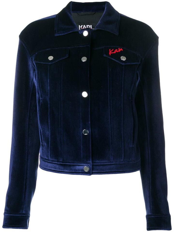 Karl Lagerfeld Karl X Kaia Velvet Denim Jacket - Blue