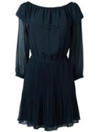 Michael Michael Kors Ruffled Neck Dress, Women's, Size: Large, Blue, Polyester