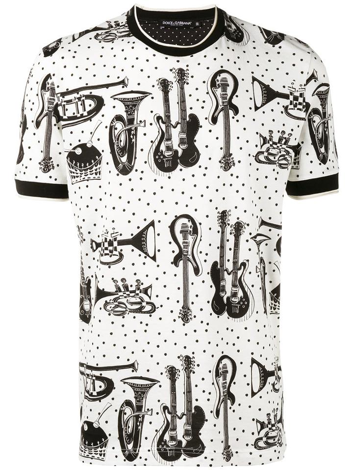 Dolce & Gabbana - Instrument Print T-shirt - Men - Silk/cotton - 44, Nude/neutrals, Silk/cotton