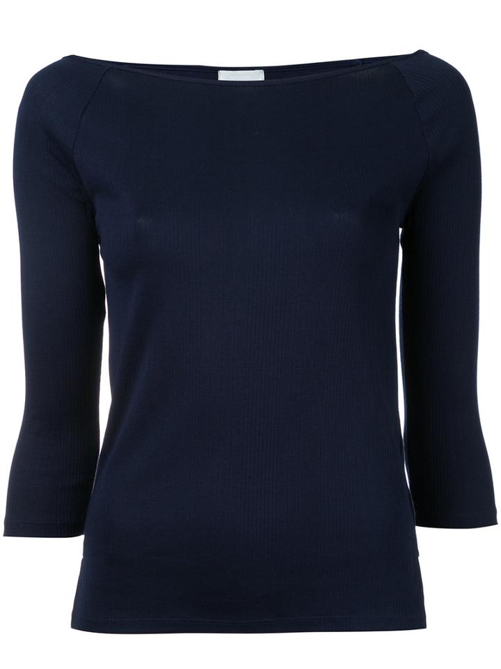 Estnation - Boat Neck Top - Women - Cotton - 38, Blue, Cotton