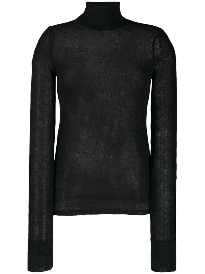 Helmut Lang Sheer Roll Neck Sweater - Black
