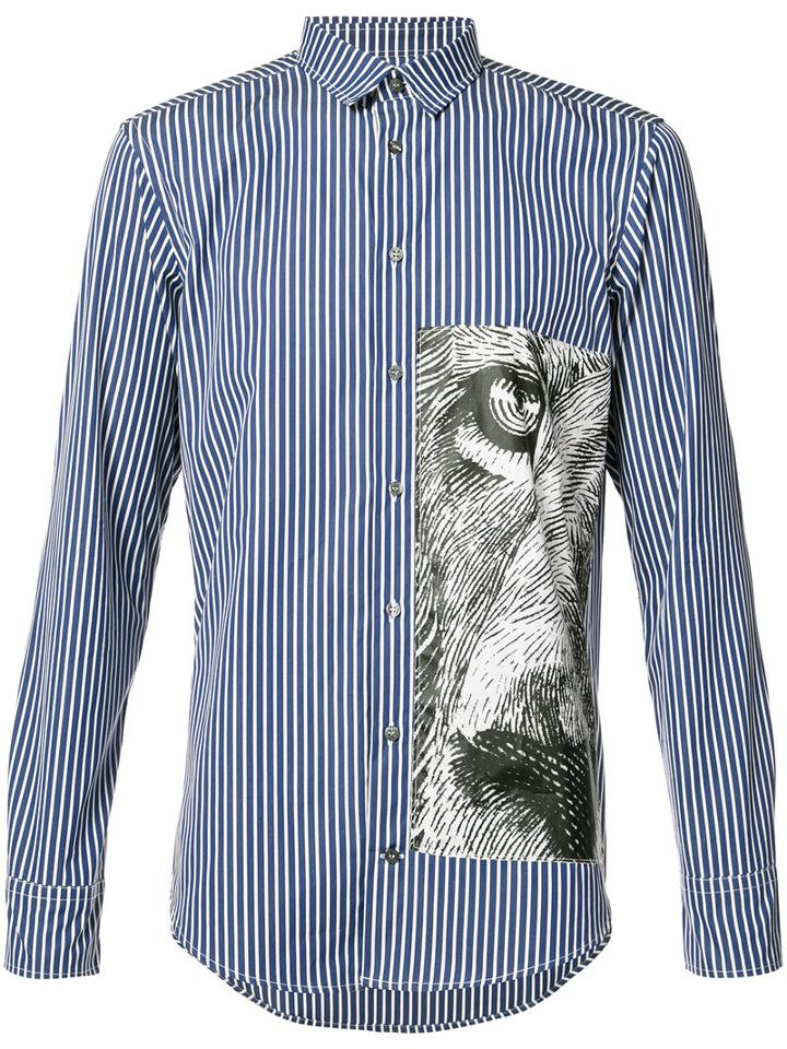 Msgm - Tiger Stripe Shirt - Men - Cotton - 42, Blue, Cotton