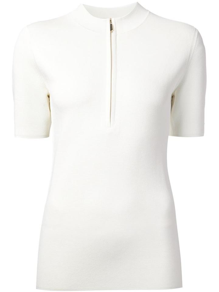 Jason Wu Zip Neckline Knitted Top, Women's, Size: S, White, Spandex/elastane/viscose