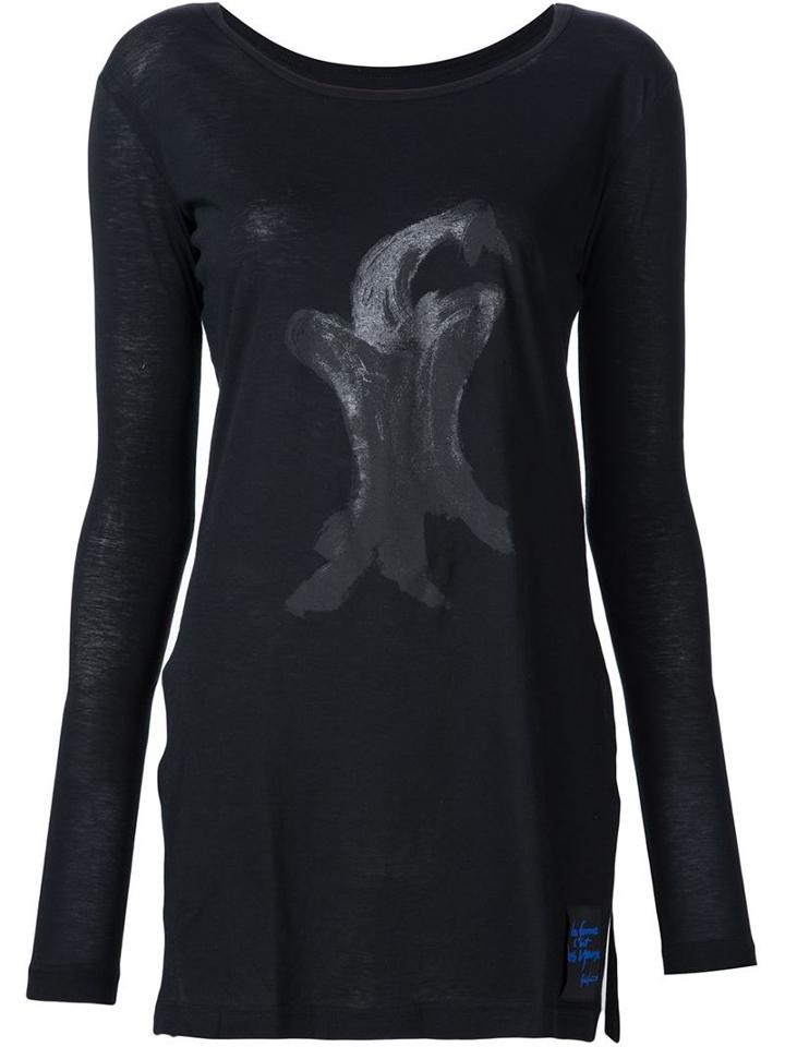 Yohji Yamamoto Side Slit Long T-shirt, Women's, Size: 2, Black, Cotton