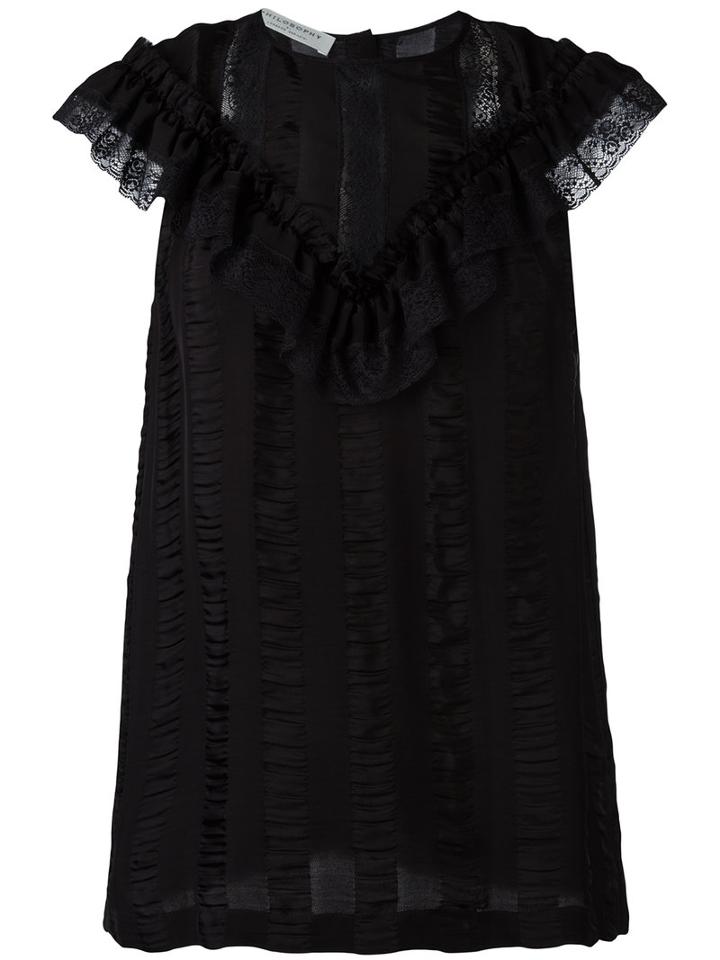 Philosophy Di Lorenzo Serafini Lace Trim Blouse, Women's, Size: 42, Black, Viscose